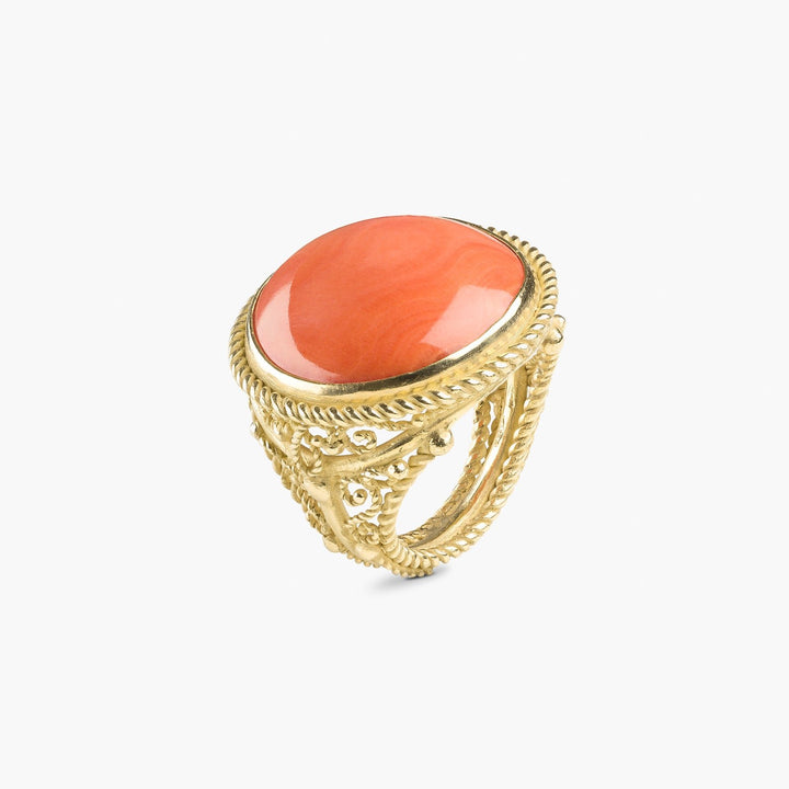 Classic Round Coral Ring