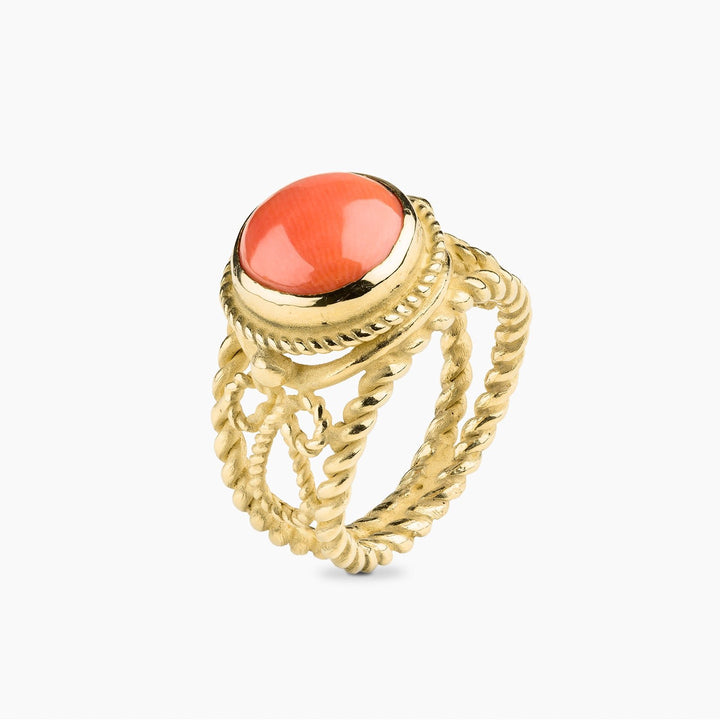 Round Coral Ring Size 11