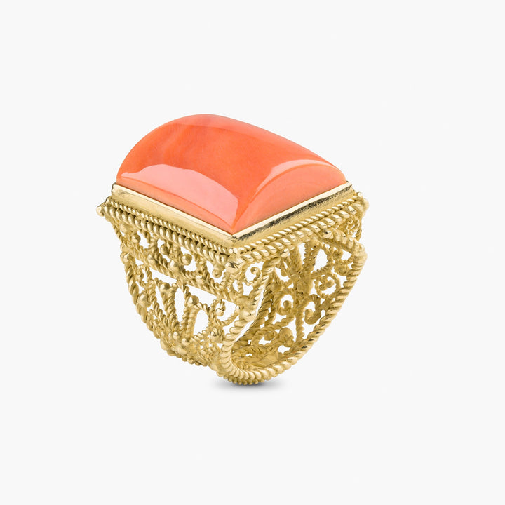 Rectangular Coral Ring