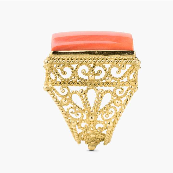 Rectangular Coral Ring