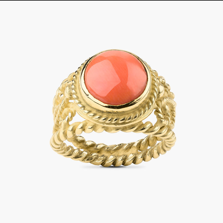 Round Coral Ring Size 11