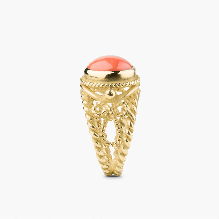 Round Coral Ring Size 11