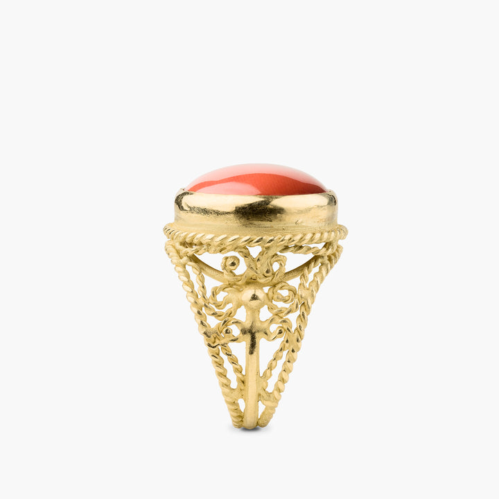 Round Coral Ring Size 14