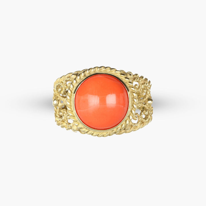 Round Coral Ring Size 12