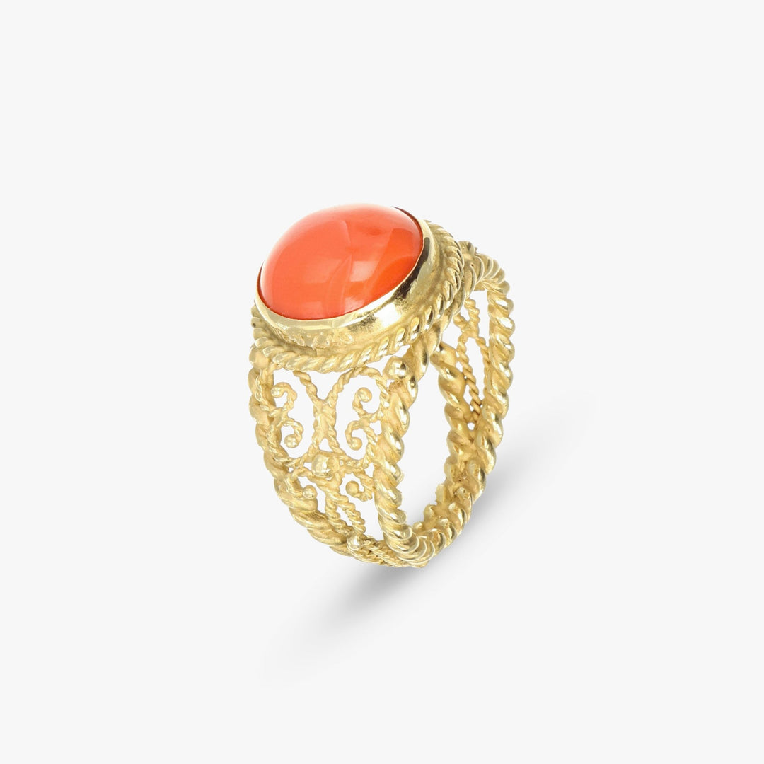 Round Coral Ring Size 12