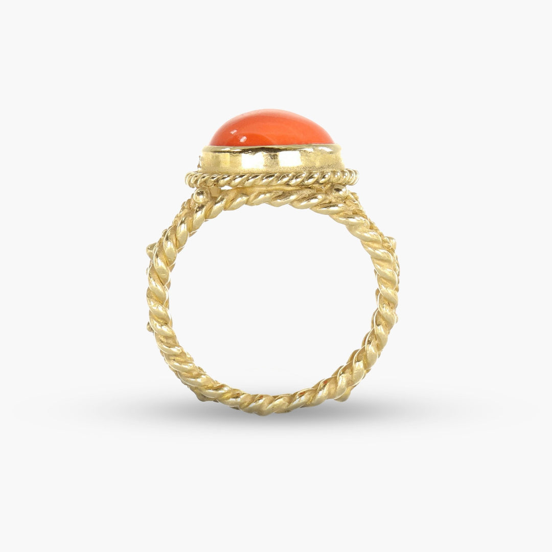 Round Coral Ring Size 12