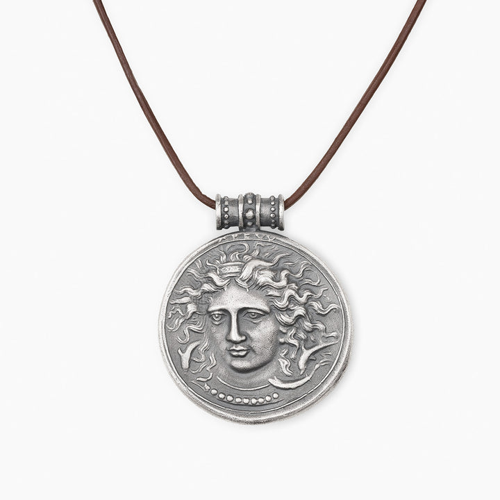 Frontal Aretusa Greek Coin Pendant