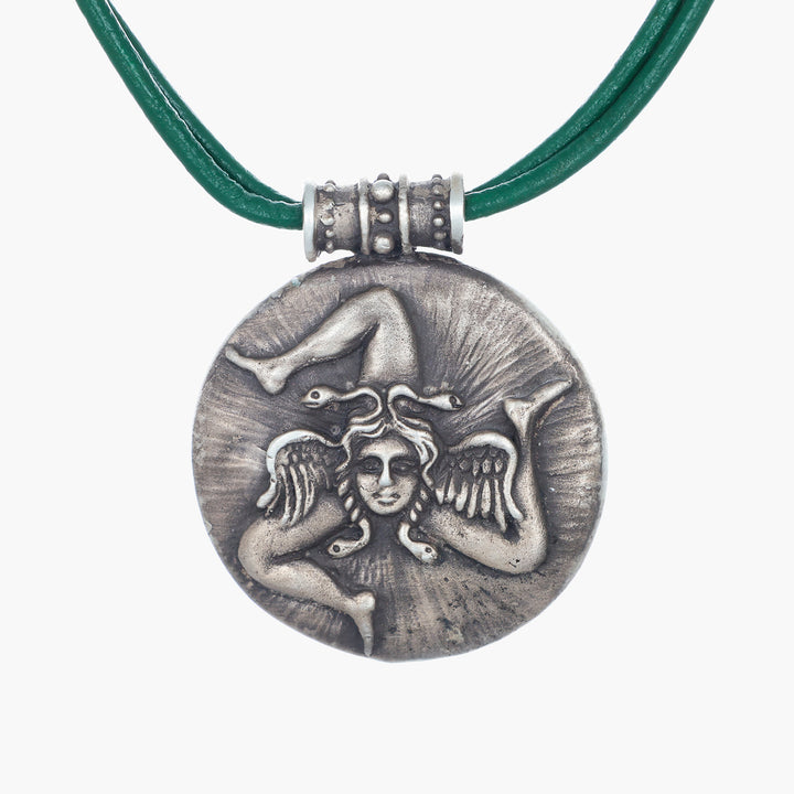 Trinacria Greek Coin Pendant
