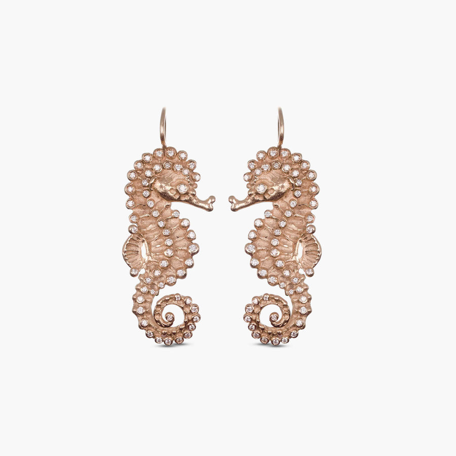 MassimoIzzoJeweler_BrightSeahorseEarrings_RoseGold_Diamonds_Fronte