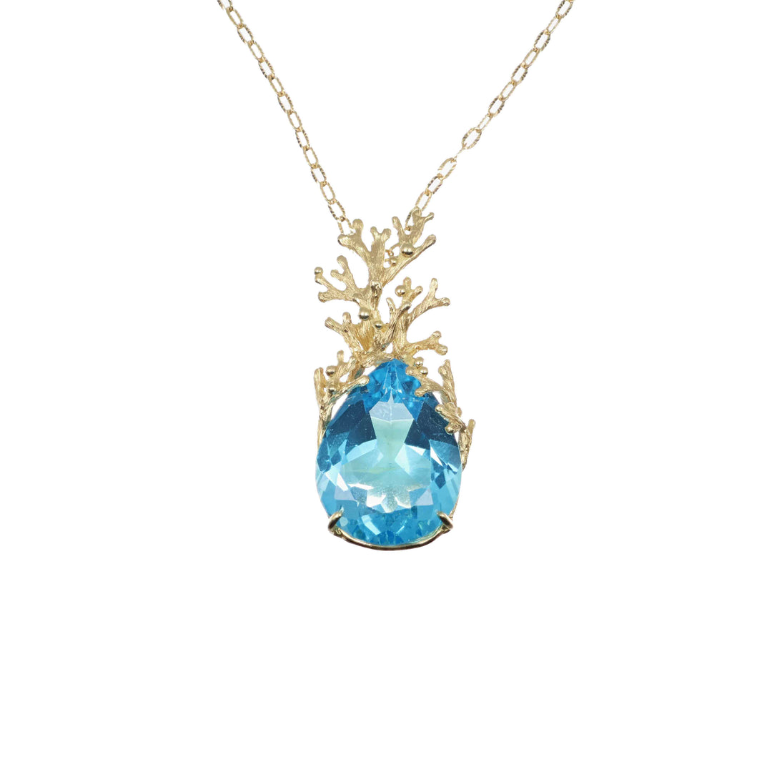 MassimoIzzoJeweler_CoralBranchPendant_YellowGold_Topaz_fronte