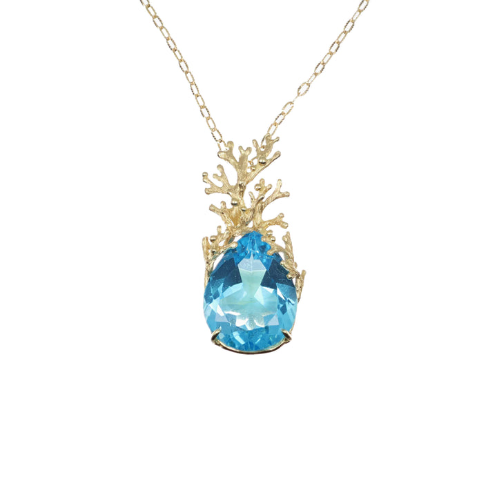 MassimoIzzoJeweler_CoralBranchPendant_YellowGold_Topaz_fronte