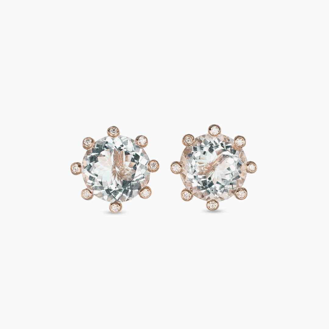 MassimoIzzoJeweler_CrownEarrings_RoseGold18kt_Acquamarine_Diamonds_fronte