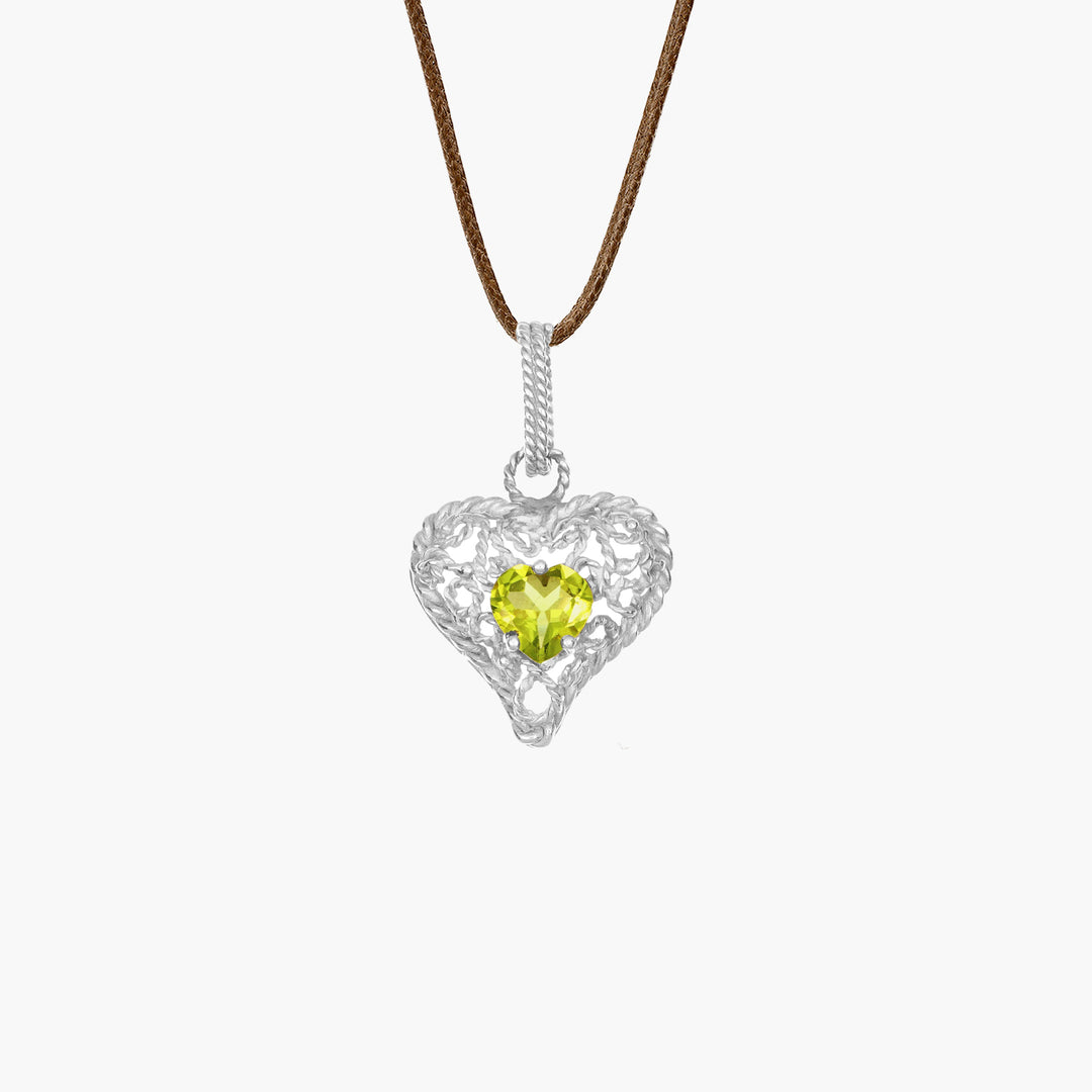 MassimoIzzoJeweler_HeartPendant_Whitegold18kt_GreenPeridot_Fronte