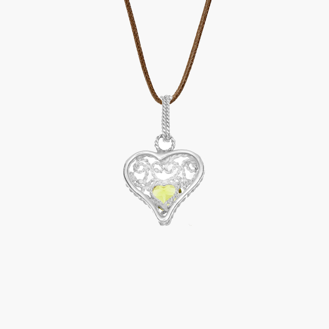 MassimoIzzoJeweler_HeartPendant_Whitegold18kt_GreenPeridot_Retro