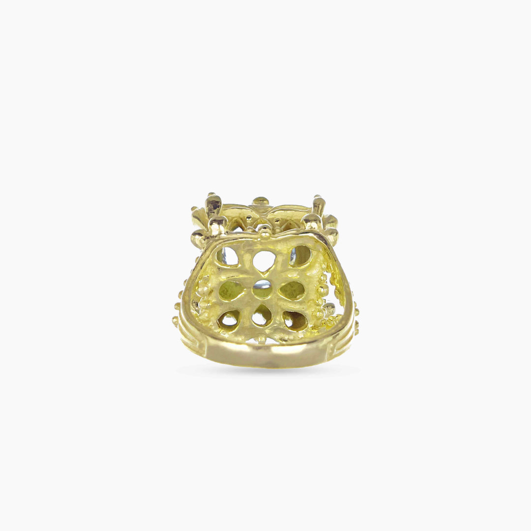 MassimoIzzoJeweler_LoveTempleRing_YellowGold18kt_Diamonds_Acquamarine_retro