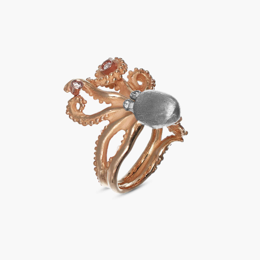 MassimoIzzoJeweler_MovingHeadOctopusRing_RoseGold18kt_Diamonds_Principale