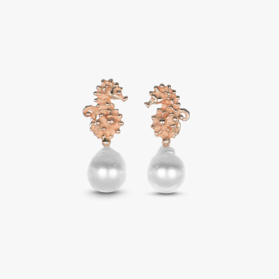 MassimoIzzoJeweler_PearlSeahorseDropEarringsXS_RoseGold18kt_Pearl_Frontale