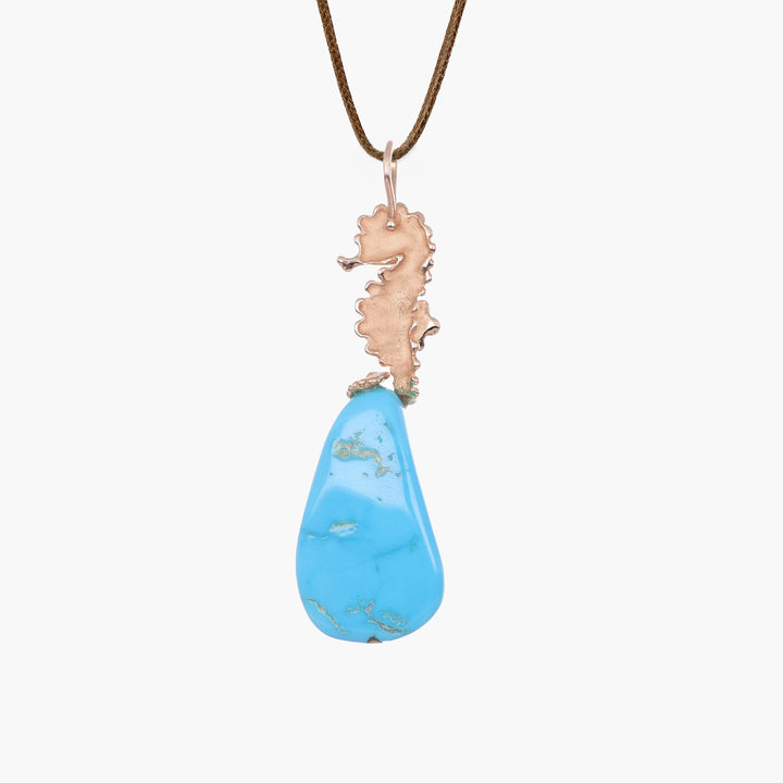 MassimoIzzoJeweler_SeahorsePendant_Rosegold18kt_Turquoise_Retro