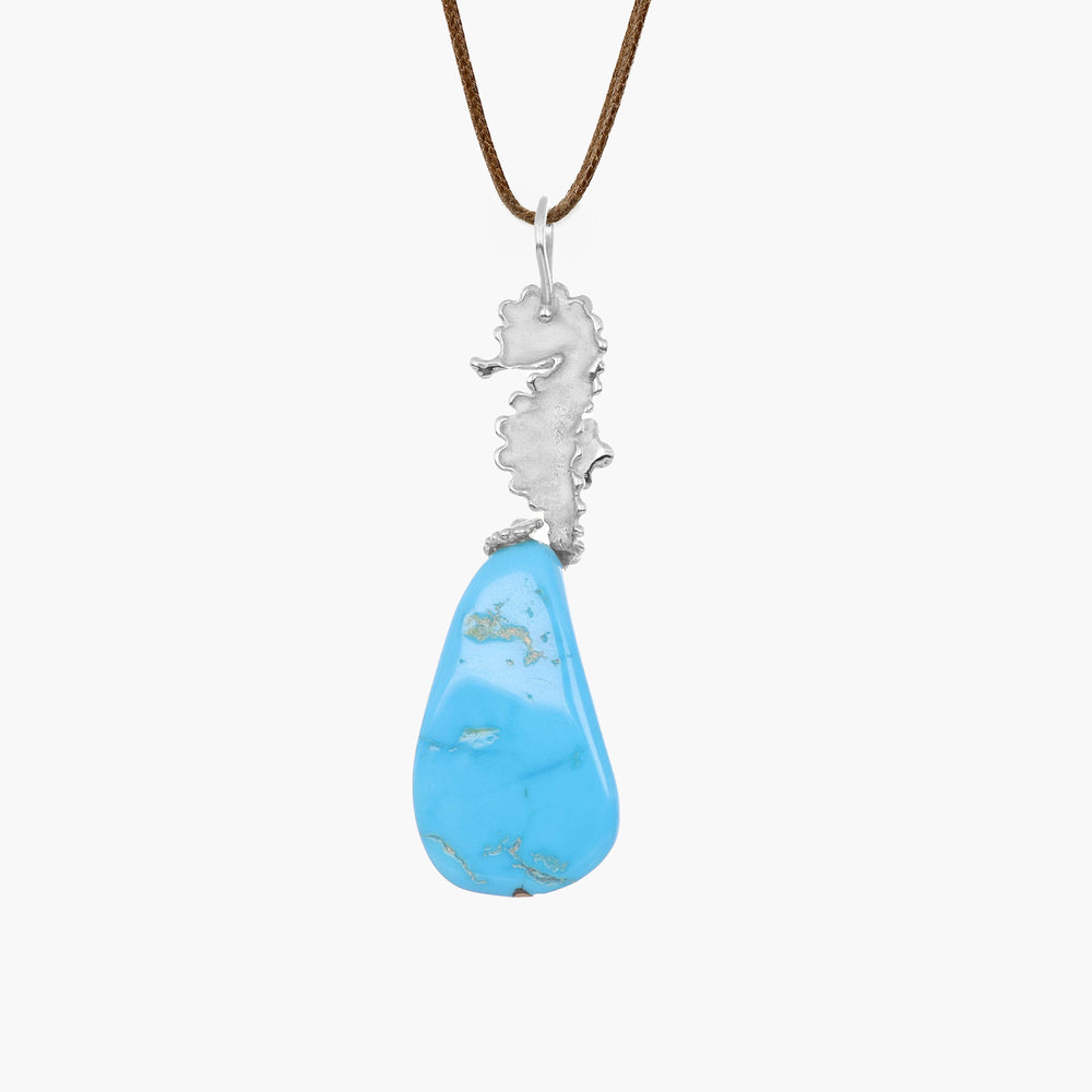 MassimoIzzoJeweler_SeahorsePendant_Whitegold18kt_Turquoise_Retro