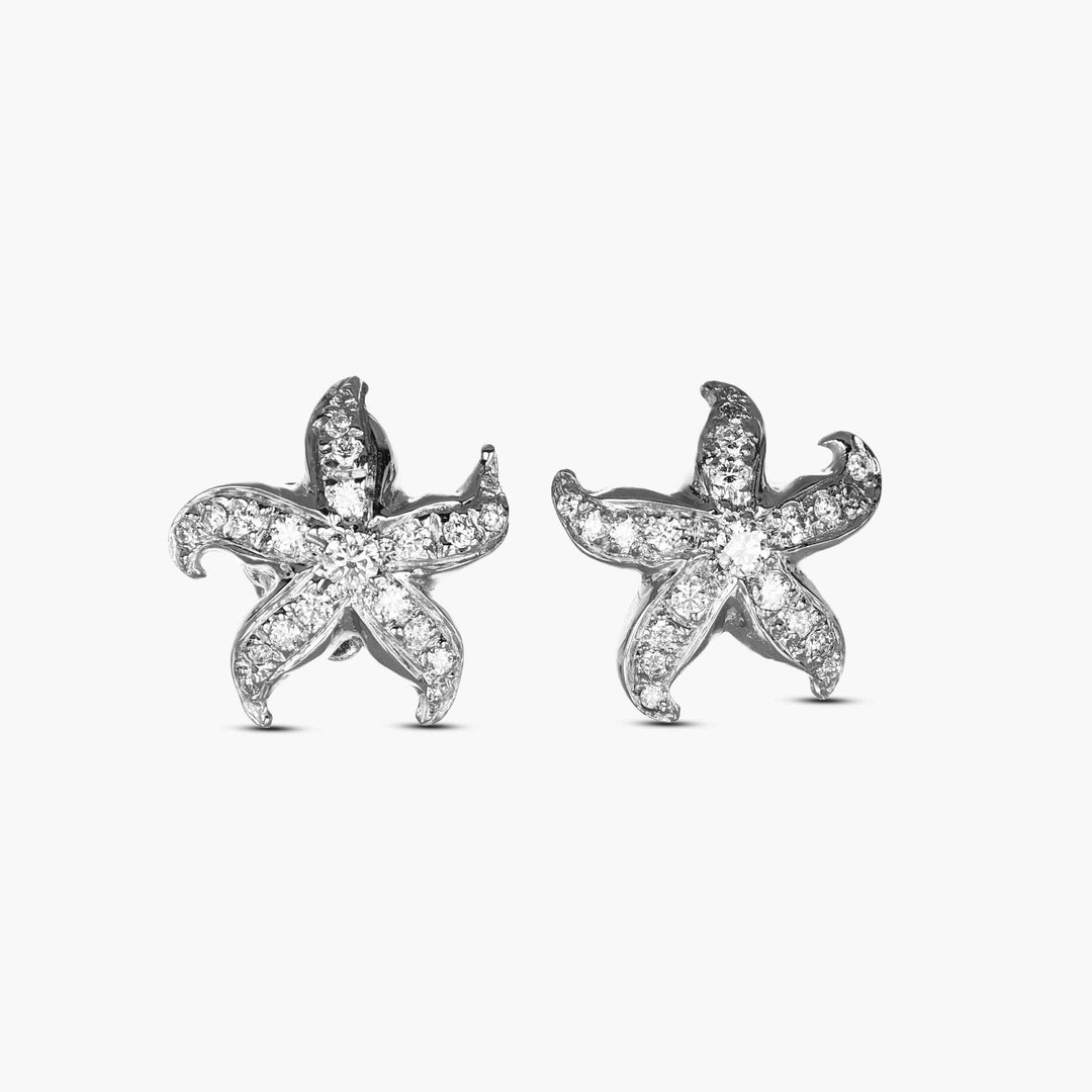 MassimoIzzoJeweler_TropicalBrightStarfishEarrings_WhiteGold_DiamondsPave_Fronte