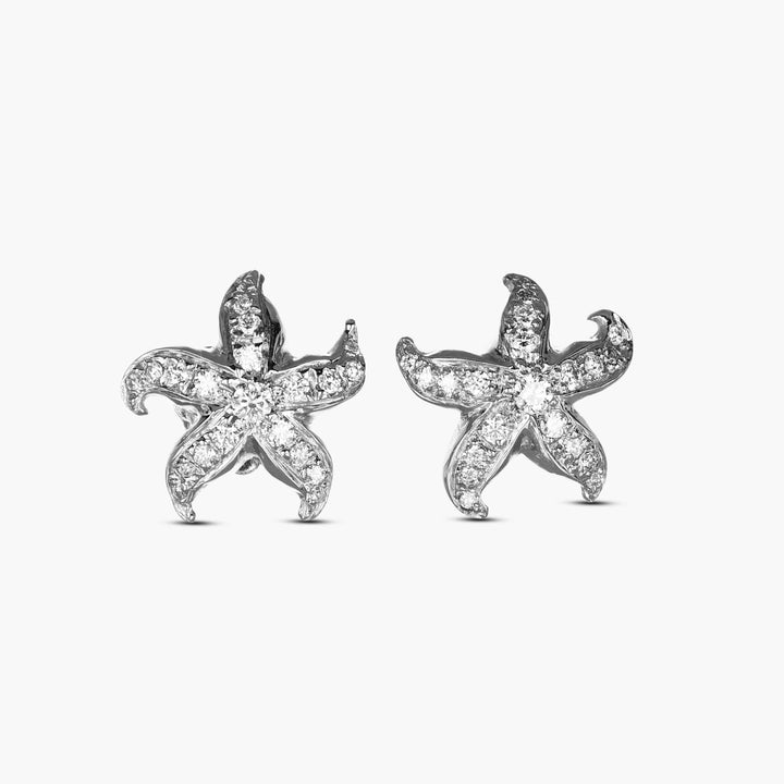 MassimoIzzoJeweler_TropicalBrightStarfishEarrings_WhiteGold_DiamondsPave_Fronte