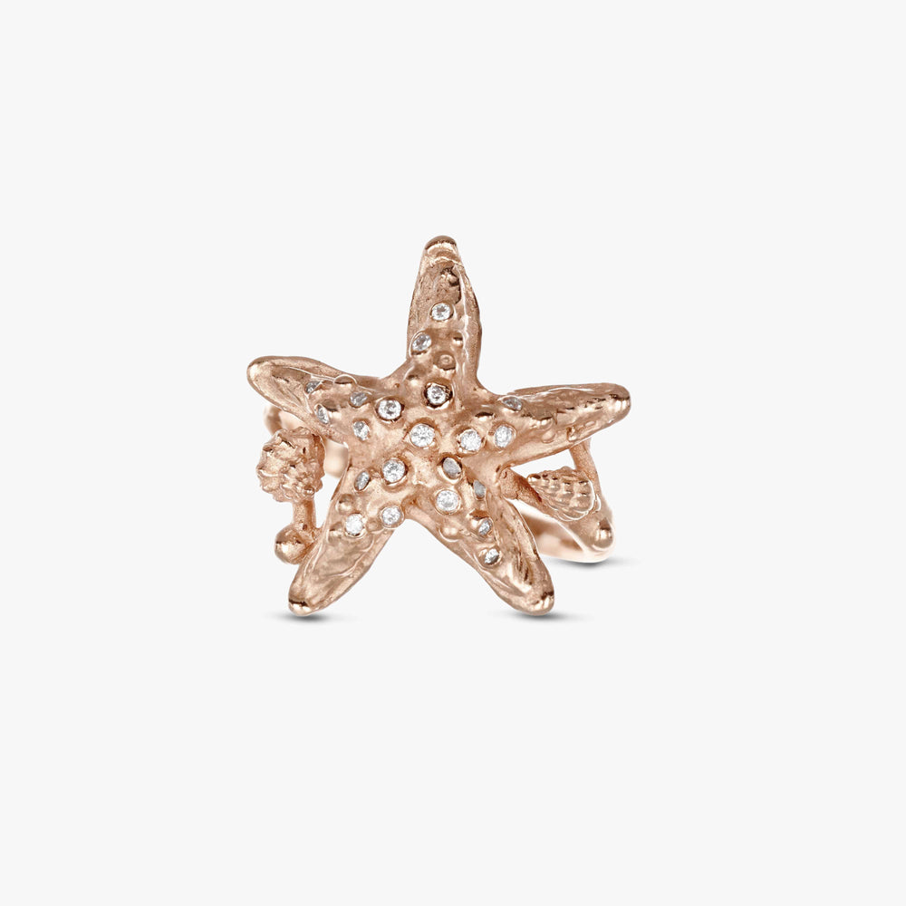 MassimoIzzoJeweler_TropicalBrightStarfishRing_RoseGold18kt_Diamonds_Fronte
