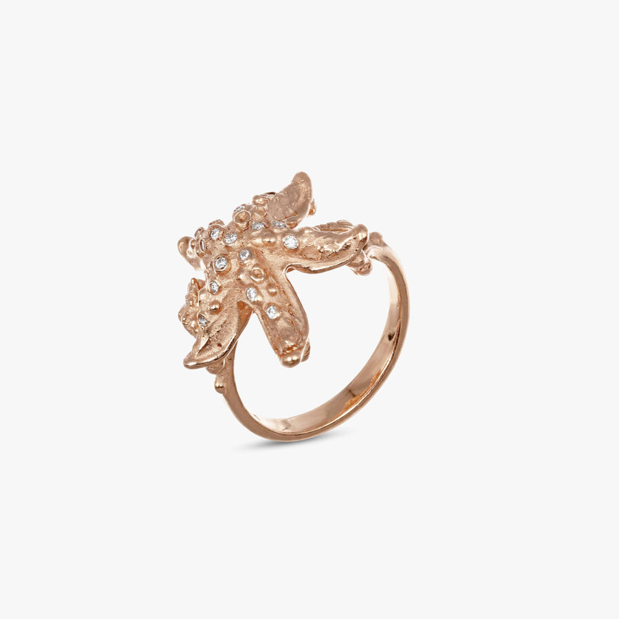 MassimoIzzoJeweler_TropicalBrightStarfishRing_RoseGold18kt_Diamonds_Principale