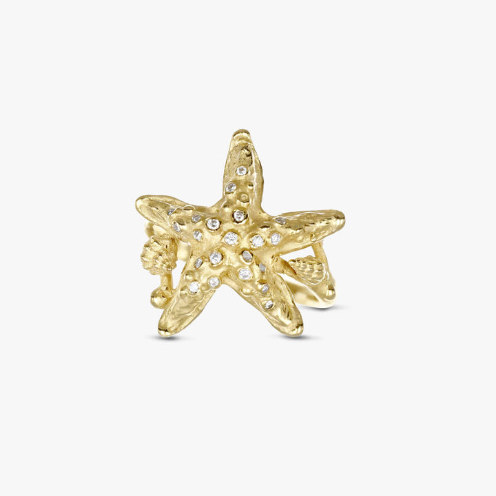 MassimoIzzoJeweler_TropicalBrightStarfishRing_YellowGold18kt_Diamonds_Fronte