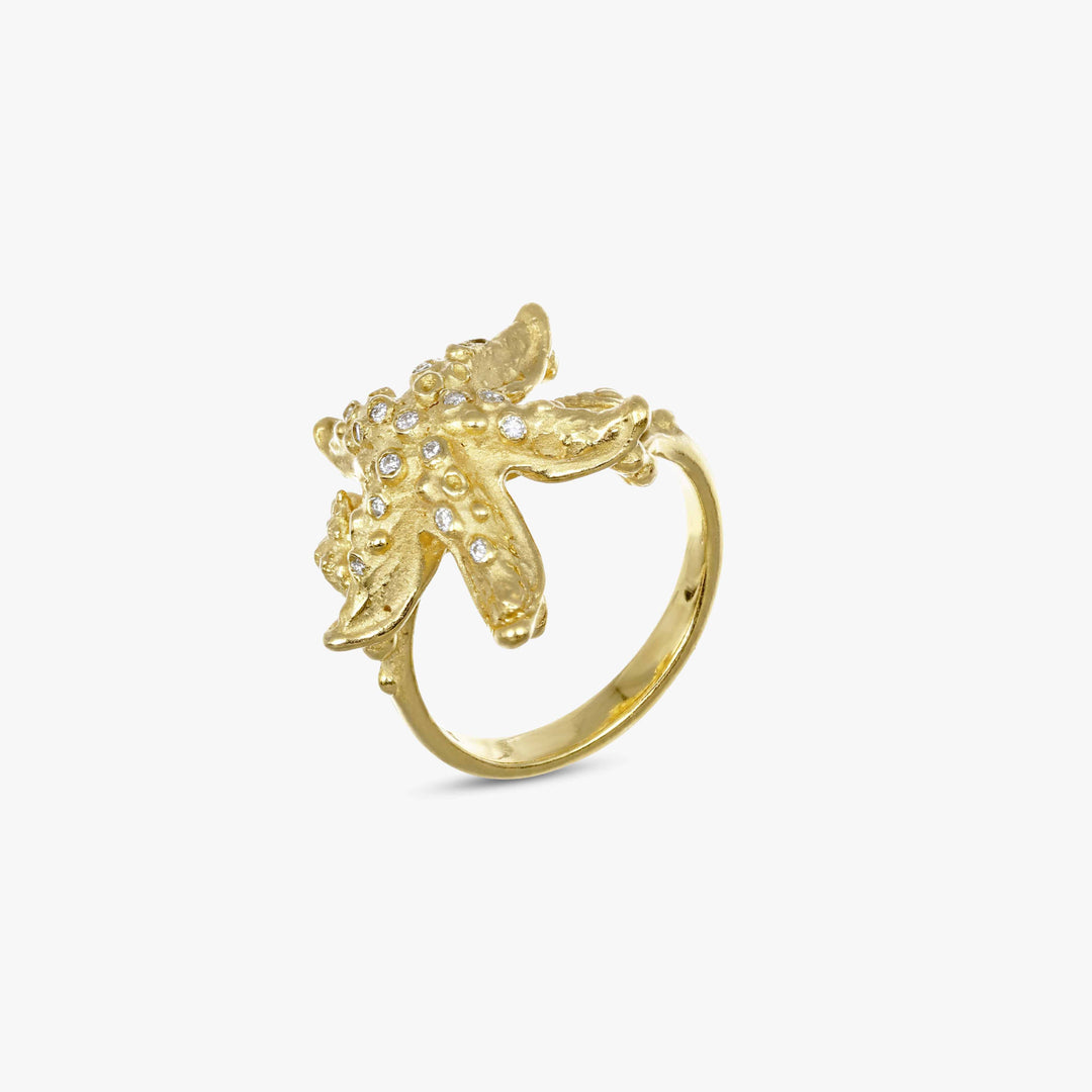 MassimoIzzoJeweler_TropicalBrightStarfishRing_YellowGold18kt_Diamonds_Principale