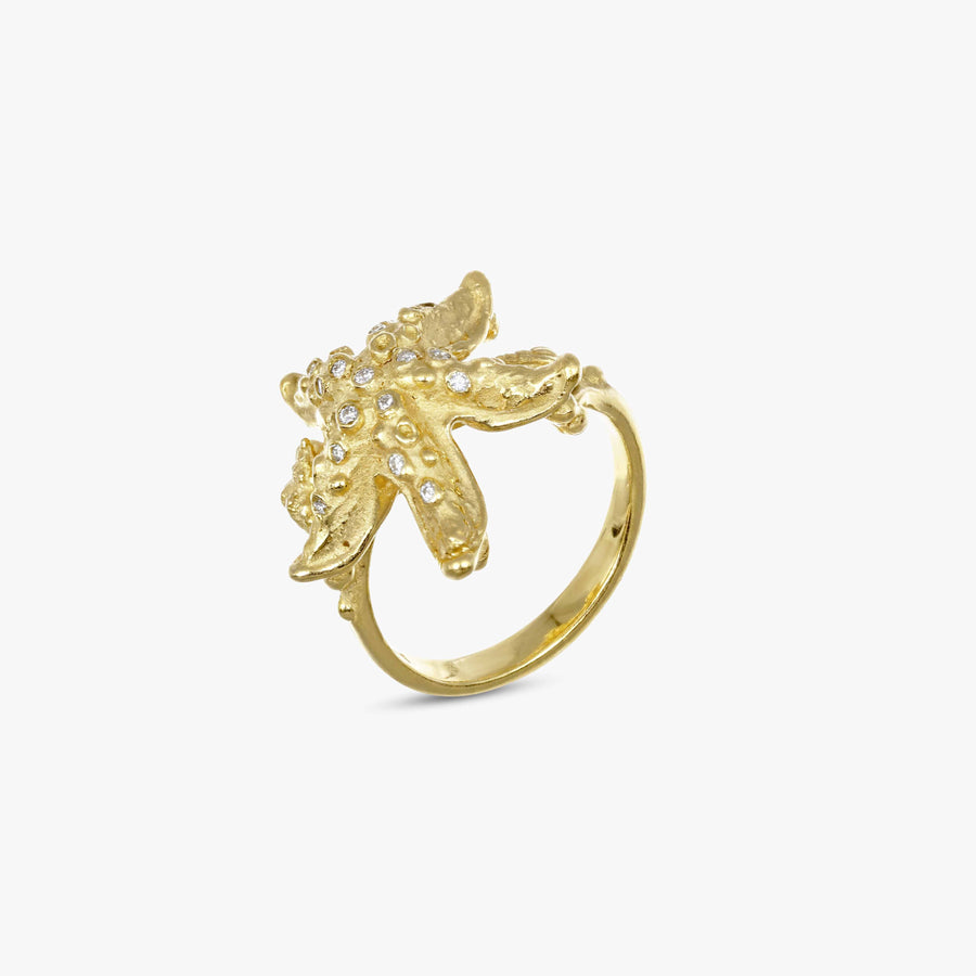 MassimoIzzoJeweler_TropicalBrightStarfishRing_YellowGold18kt_Diamonds_Principale
