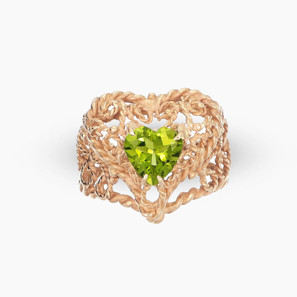 Massimo_Izzo_Jeweler_Anello_Cuore_con_peridoto_oro_rosa_18kt_fronte