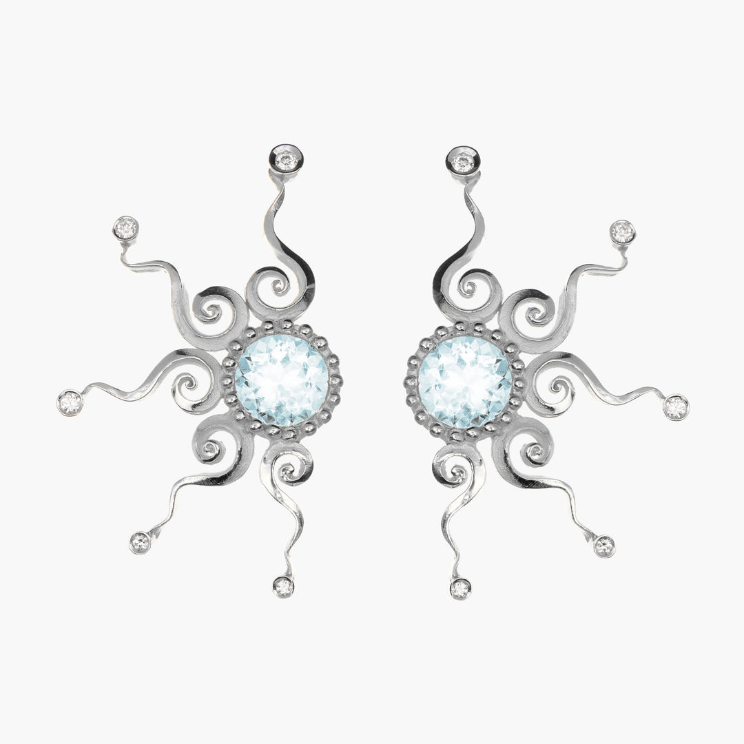 Massimo_Izzo_Jeweler_Sun_Earrings_18kt_Whitegold_aquamarine_diamonds_Fronte