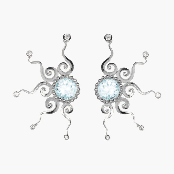 Massimo_Izzo_Jeweler_Sun_Earrings_18kt_Whitegold_aquamarine_diamonds_Fronte