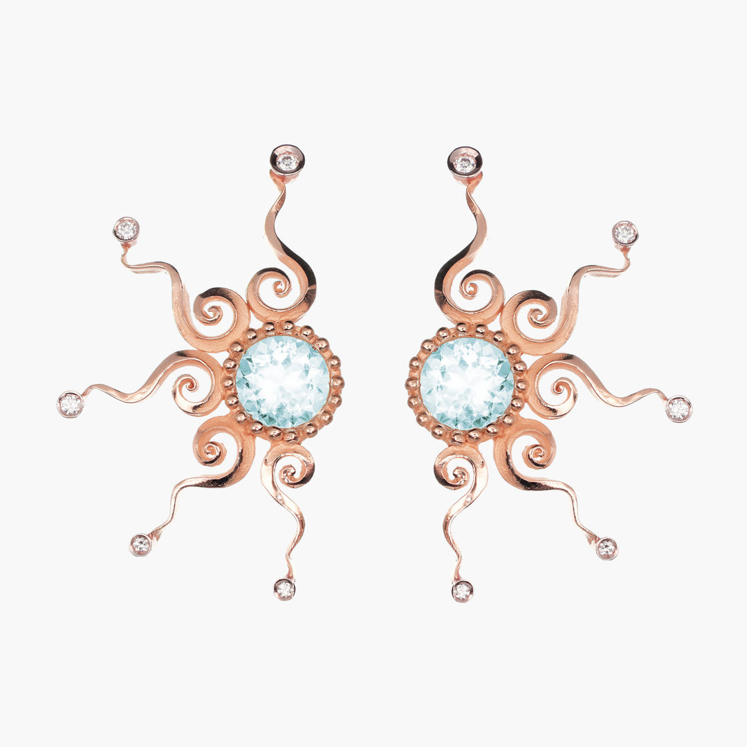 Massimo_Izzo_Jeweler_Sun_Earrings_18kt_gold_aquamarine_diamonds_Fronte