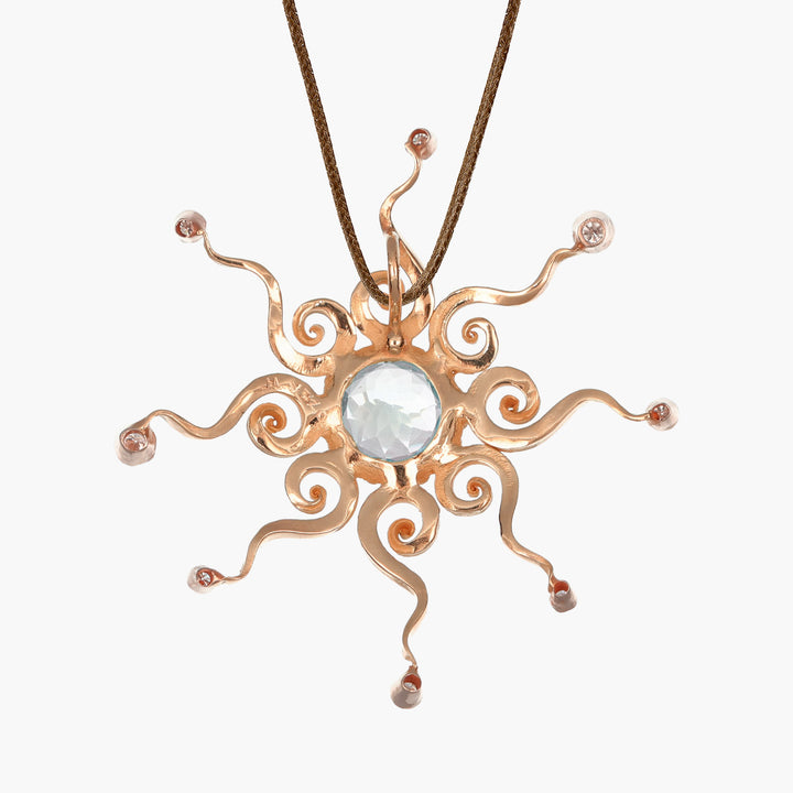 Massimo_Izzo_Jeweler_Sun_Pendant_18kt_Retrogold_aquamarine_Retro