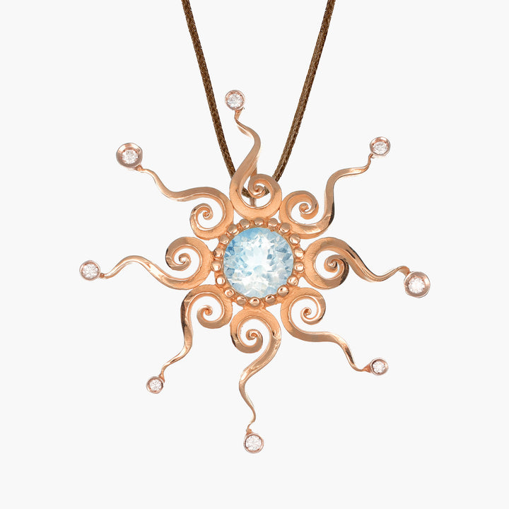 Massimo_Izzo_Jeweler_Sun_Pendant_18kt_RoseGold_aquamarine_Fronte