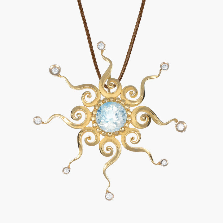 Massimo_Izzo_Jeweler_Sun_Pendant_18kt_Yellowgold_aquamarine_Fronte