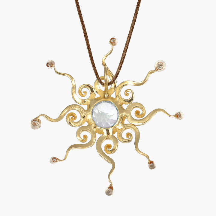 Massimo_Izzo_Jeweler_Sun_Pendant_18kt_Yellowgold_aquamarine_Retro_